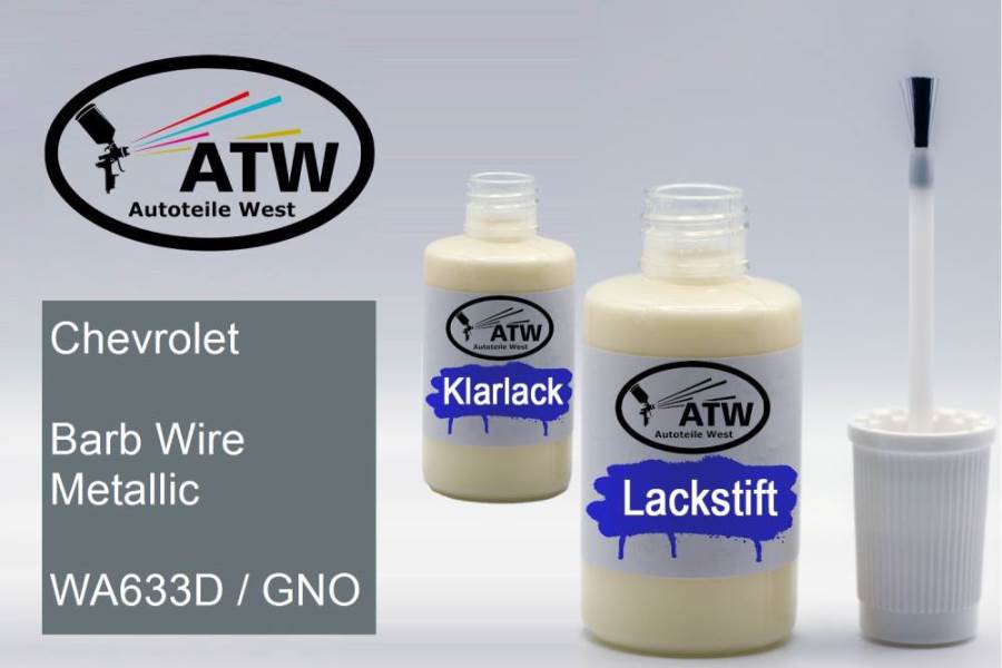 Chevrolet, Barb Wire Metallic, WA633D / GNO: 20ml Lackstift + 20ml Klarlack - Set, von ATW Autoteile West.